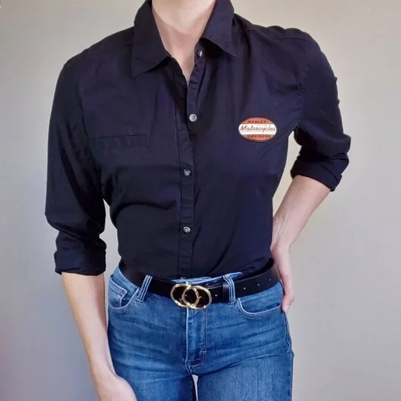 Harley Davidson Fitted Long Sleeve Button Up Top - Picture 1 of 11
